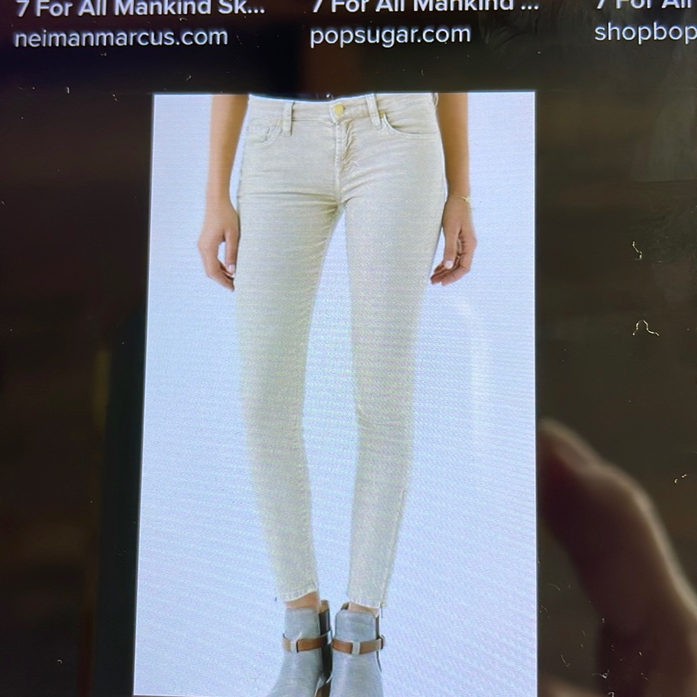 7 For All Mankind Ivory Corduroy Skinny Leg Jeans size 26